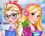Elsa and Rapunzel College Girls 